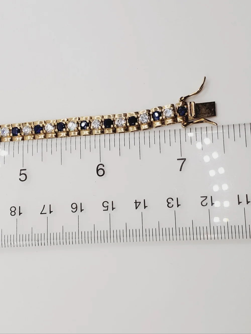 Classic Yellow Gold - 925 Sterling Silver Blue Sapphire Tennis Bracelet